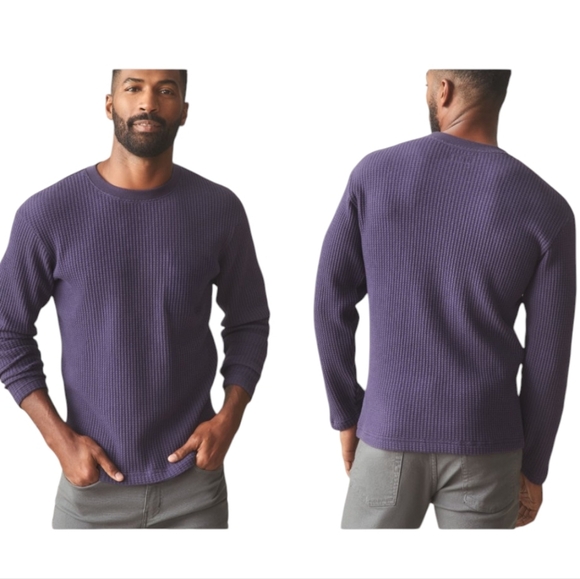 NEW American Giant Waffle Long Sleeve Crew Knit Top Purple Velvet Size M